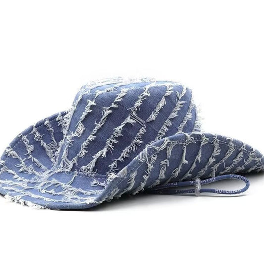 Womens Stylish Casual Denim Wide-Brim Hat For Vacation