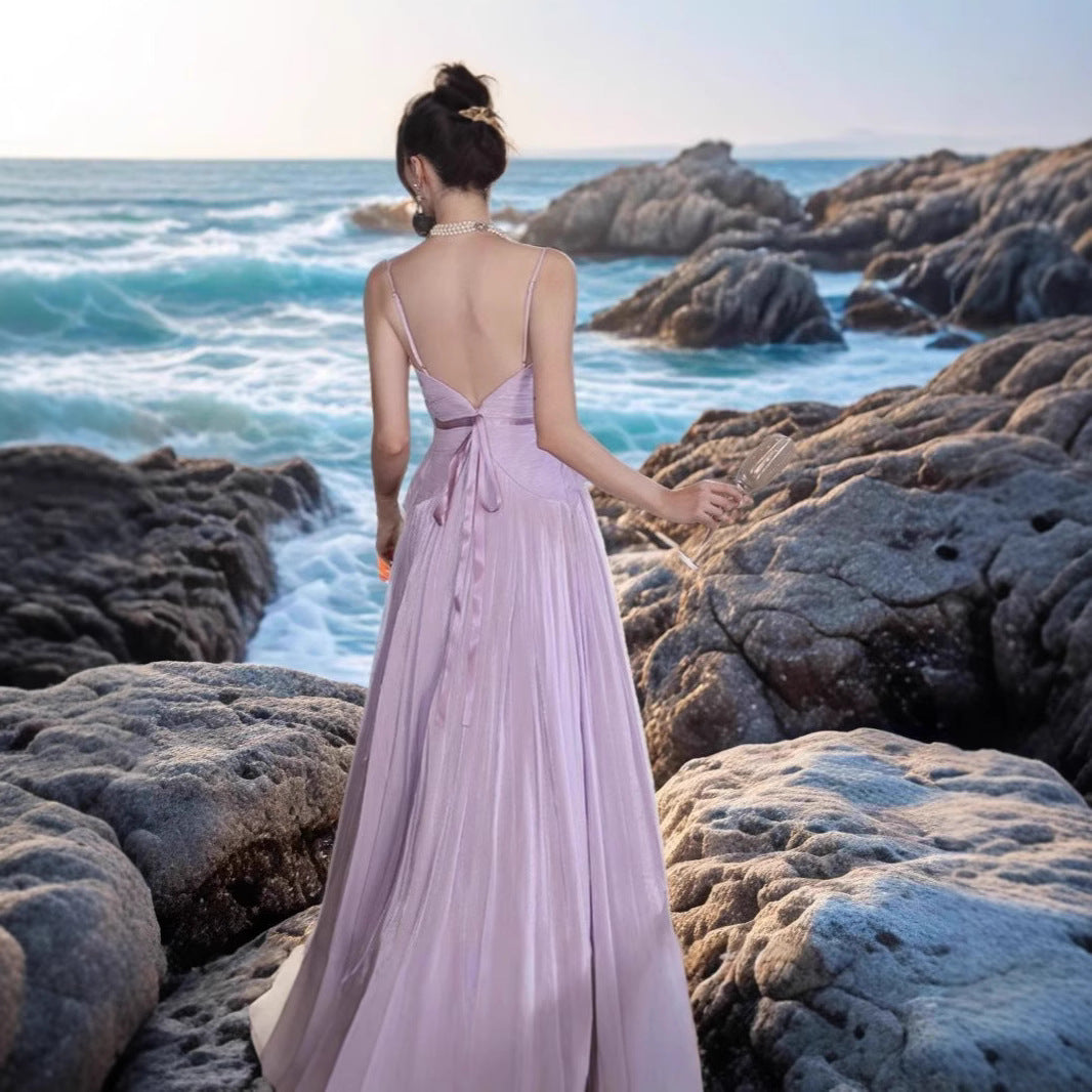 Slimming Niche-design Beach Dress For Seaside Vacations