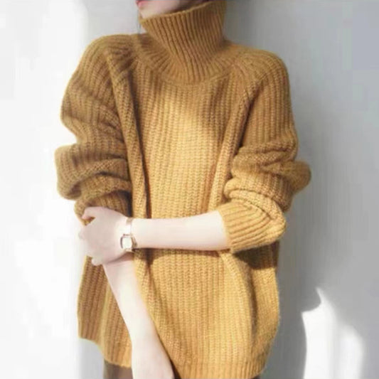 Loose And Idle All-matching Fashion Casual Turtleneck Sweater For Women