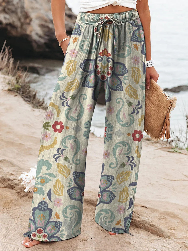 Ethnic Pattern Floral Print Casual Jumpsuit