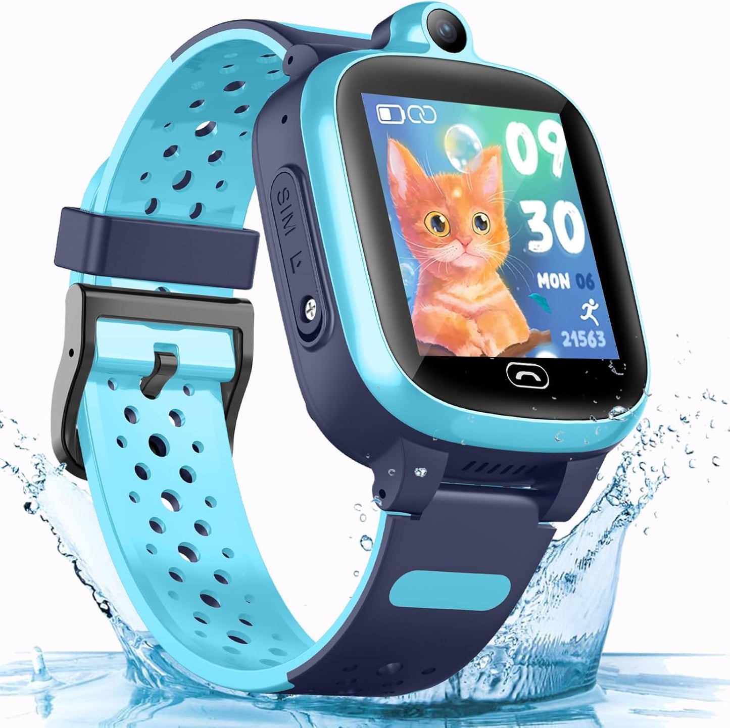 4G GPS Smart Watch Elderly Kid 3-15 Years Old Kids Global Real-Time Tracking Watches Waterproof Cell Phone Watch Child Video Chat Device SOS Alarm Camera Geo-Fence Pedometer Anti-Lost Tracker Locator