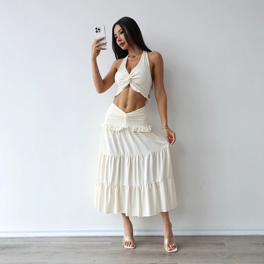 Women's Vest Top High Waist Long Skirt Set