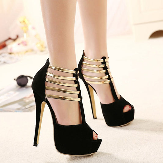 European And American Sandals Waterproof Platform Stiletto Fish Mouth Shoes