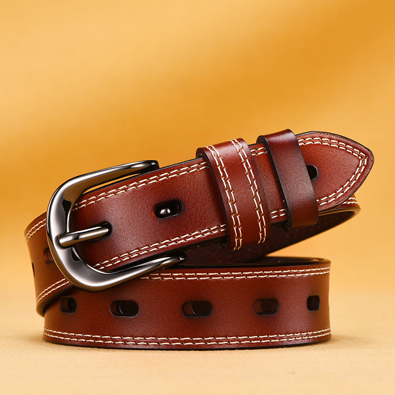 Women's Fine Needle Buckle Versatile Leather Korean Belt