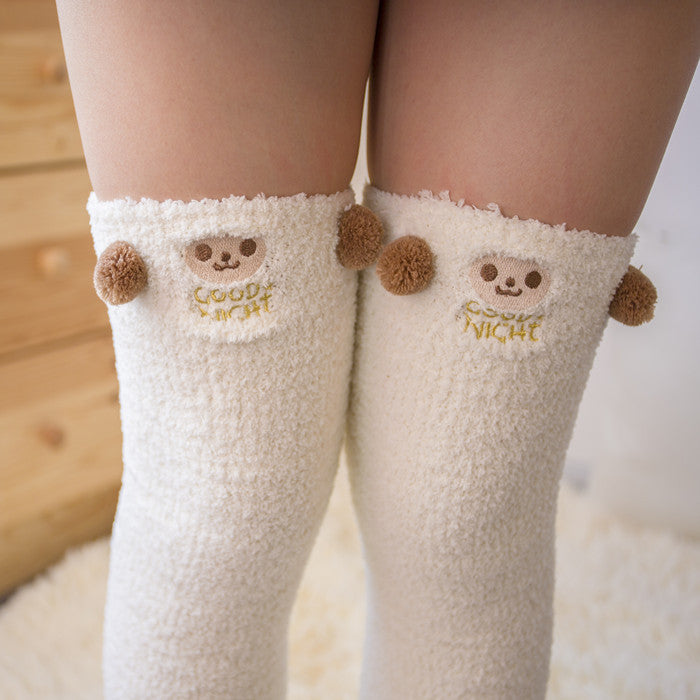 Coral fleece over the knee warm long socks