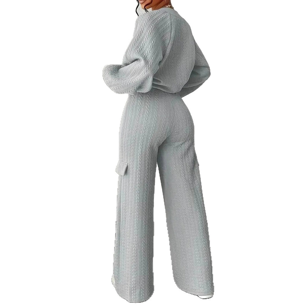 Stylish Casual Knit Hoodie And Pants Two-piece Set