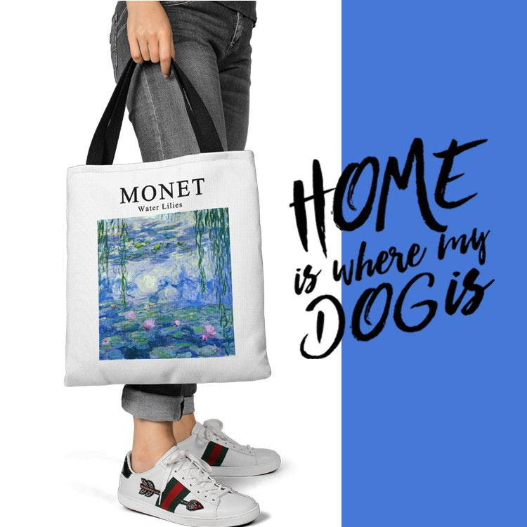 Monet Weeping Willow Water Lily Canvas Bag Shopping Bag Handbag