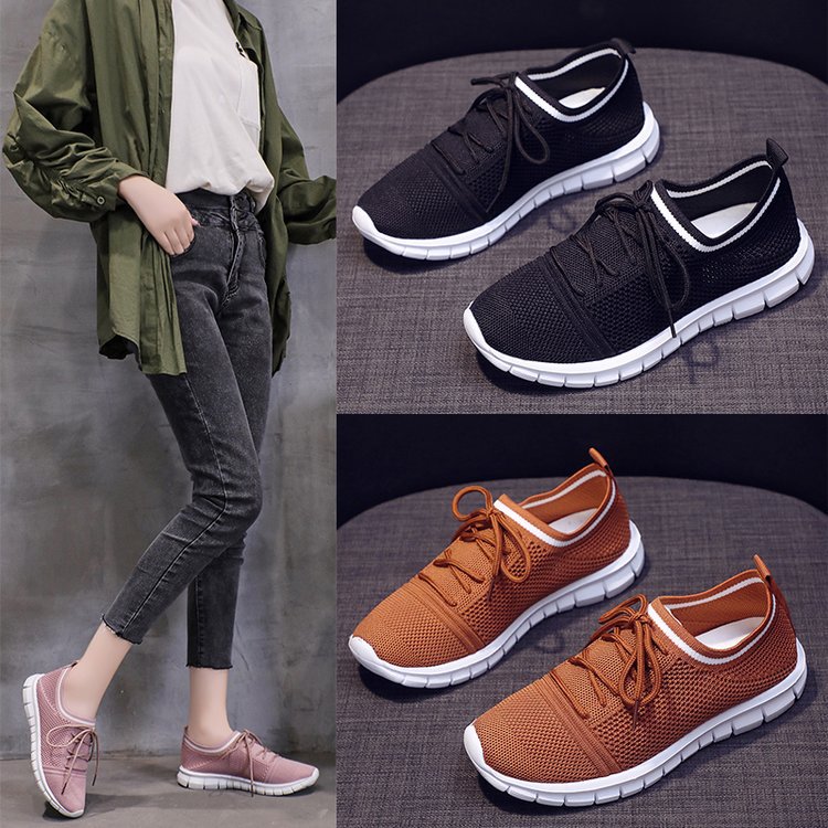 Pure Color Breathable Mesh Women's Single Shoes