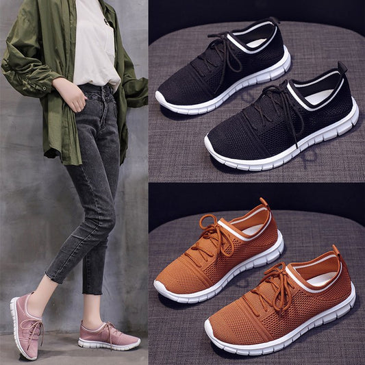 Pure Color Breathable Mesh Women's Single Shoes