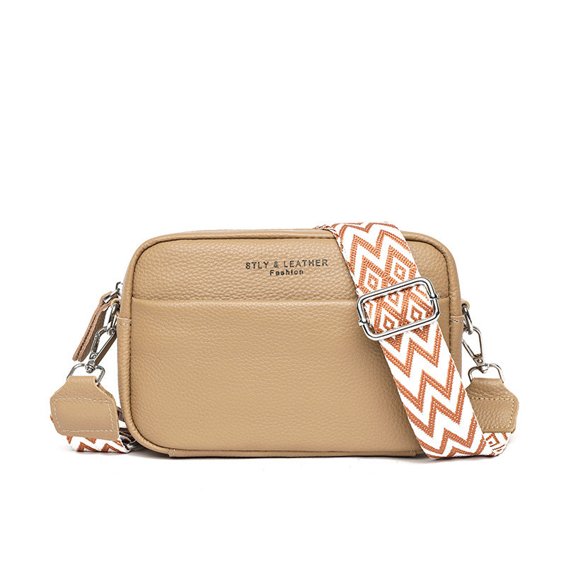 New Simple Shoulder Crossbody Top Layer Cowhide Small Square Bag