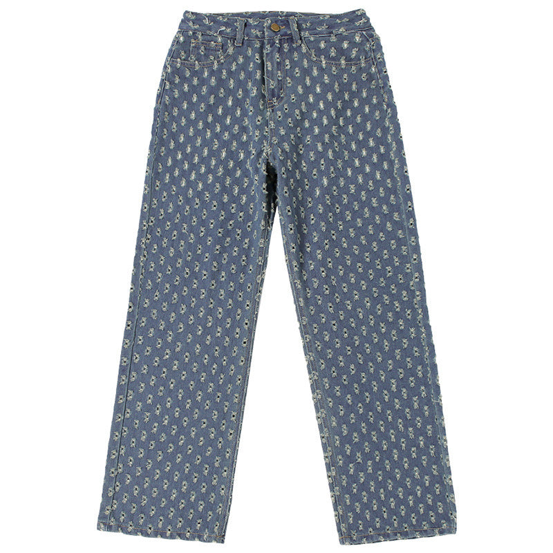 Personalized High-waisted Wide-legged Holes In All-match Slim Jeans