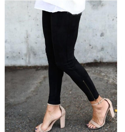 Zipper stretch jeans with small legs