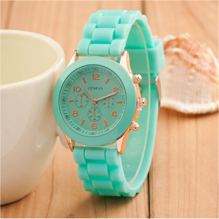Foreign trade explosions Geneva jelly silicone watch GENEVA three-eye digital scale student quartz watch wholesale