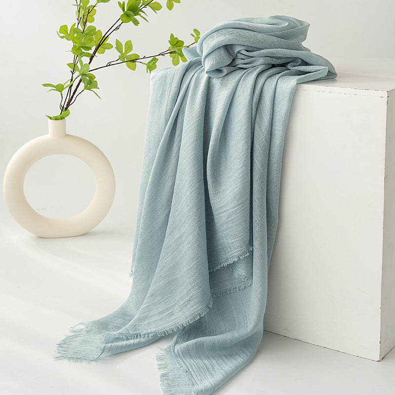 Strict Selection Summer Cotton And Linen Scarf Solid Color Simple Sun Protection