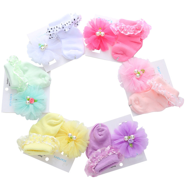 Cute Princess Lace Baby Socks Headband Set