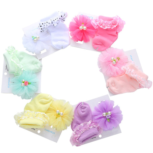 Cute Princess Lace Baby Socks Headband Set
