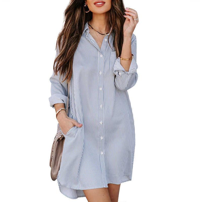 Long Striped Casual Elegant Long Sleeve Blouse