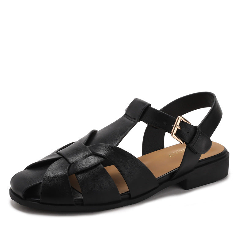 Baotou vævede piggyback-rem vintage sandaler ny stil