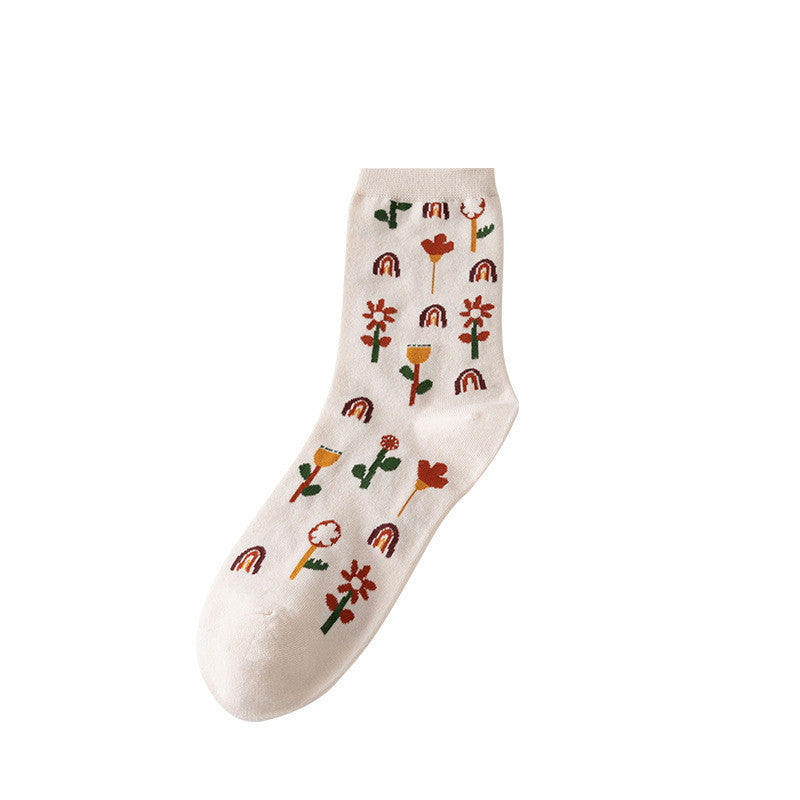 Female Fashion Vintage Lace Mid-calf Socks