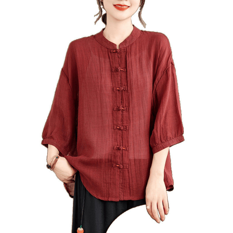 Real Shot Improved New Chinese Style Open Shirt