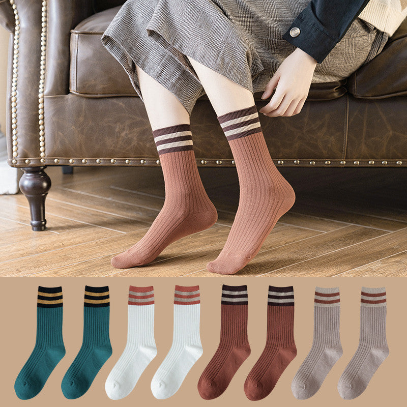 Cotton and velvet thick high-top socks