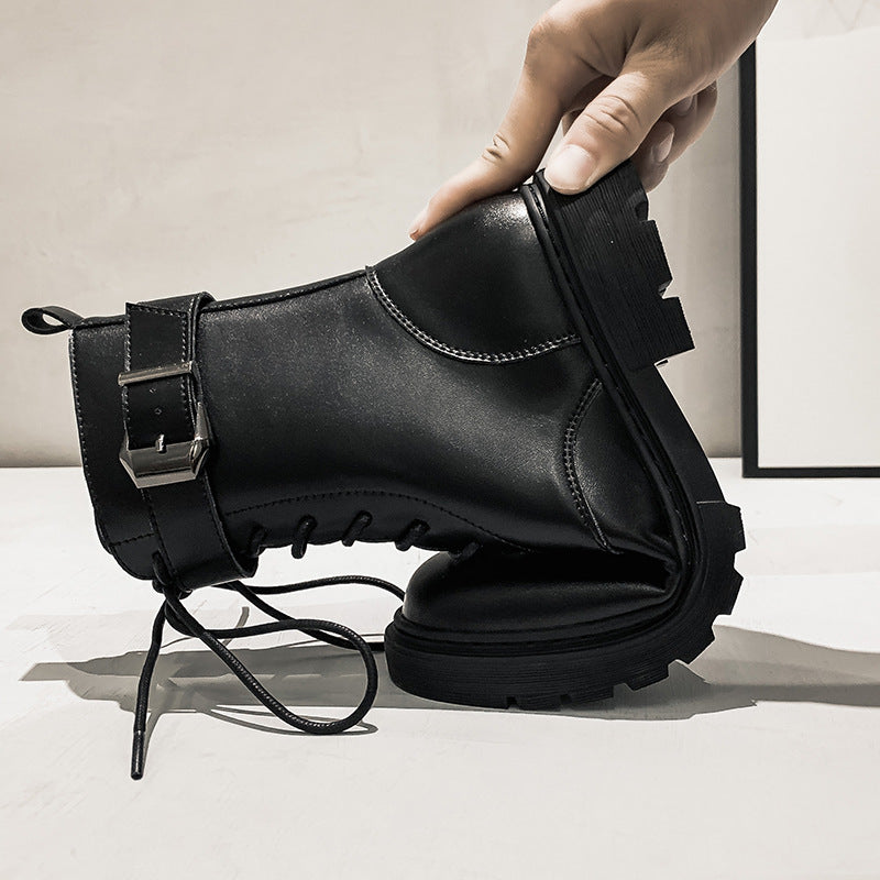 Flat Retro Motorcycle Style Lady Ankle Boots