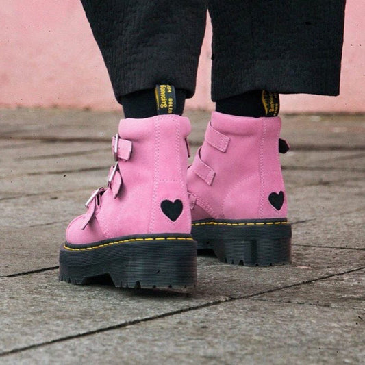 Love Buckle Martin Støvler Ruskind Spænde Harajuku Korte Støvler