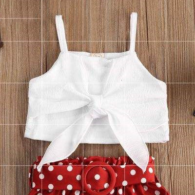 crop top  polka dot shorts suit