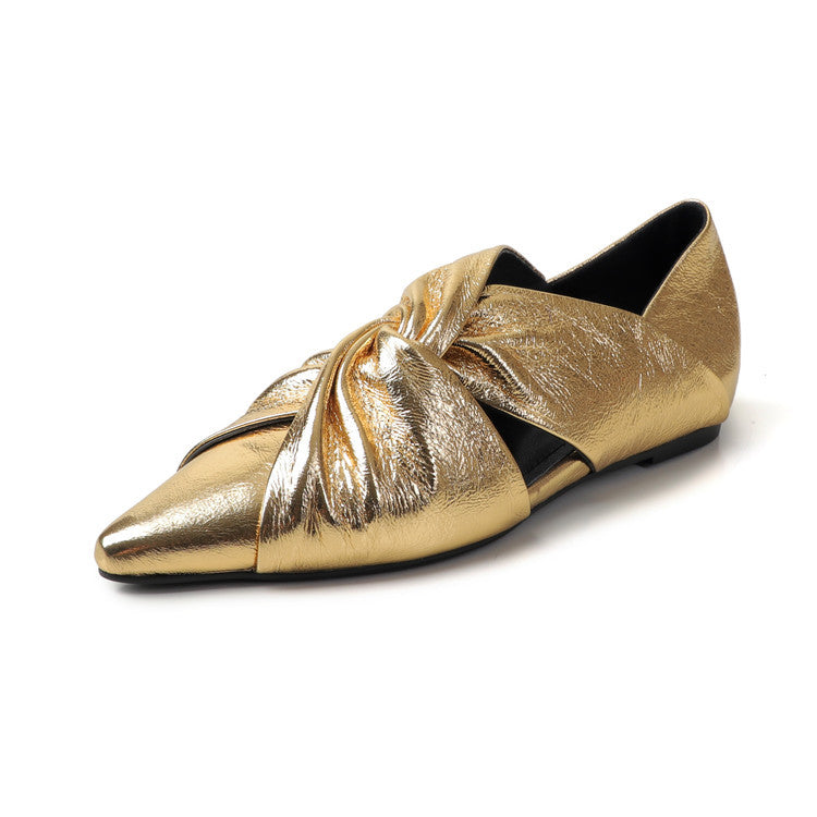 Womens Hidden-Heel Deep-V Shallow Shoes With Pointed Toe Cross-Strap Cutout Design