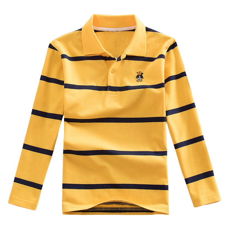 Turn-down Collar Long-sleeve T-shirt Childrens Clothing Business Top