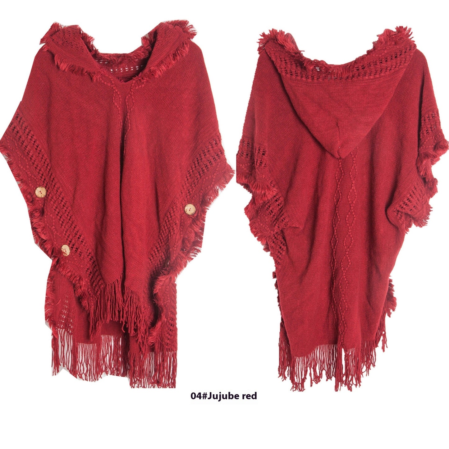Button Shawl Bohemian Tassel Sweater