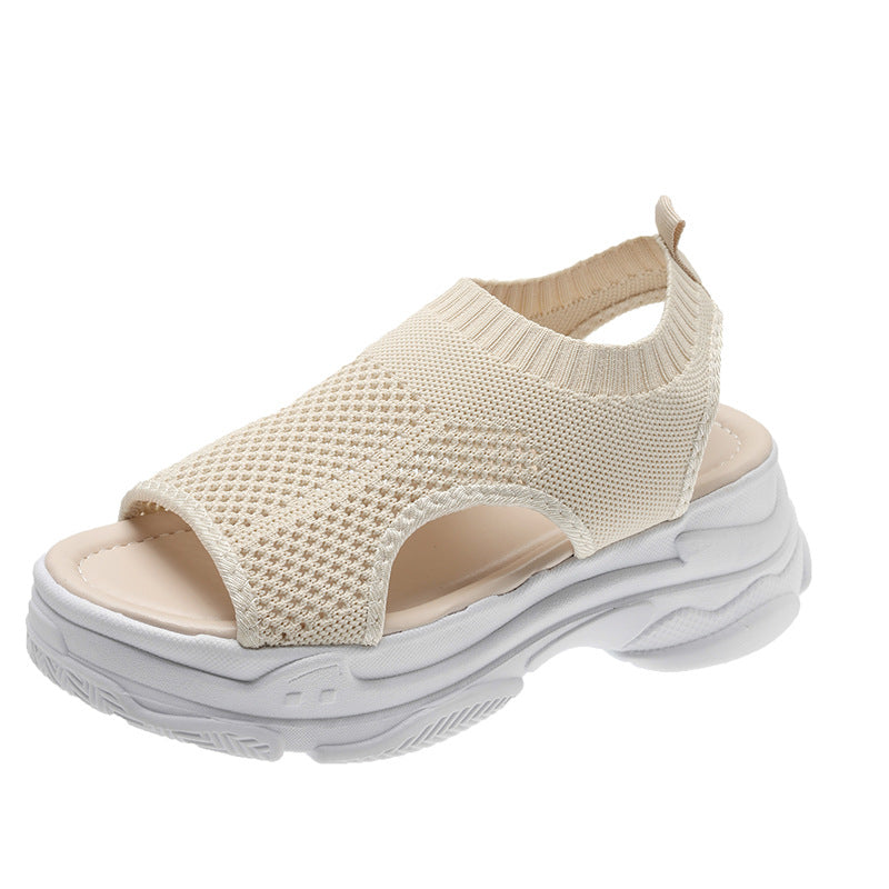 Thick-soled Leg-shaping Knitted Latest Trendy Style Sports Platform Not Tired Feet Comfortable Sandals