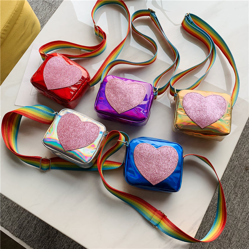Peach heart laser baby shoulder bag