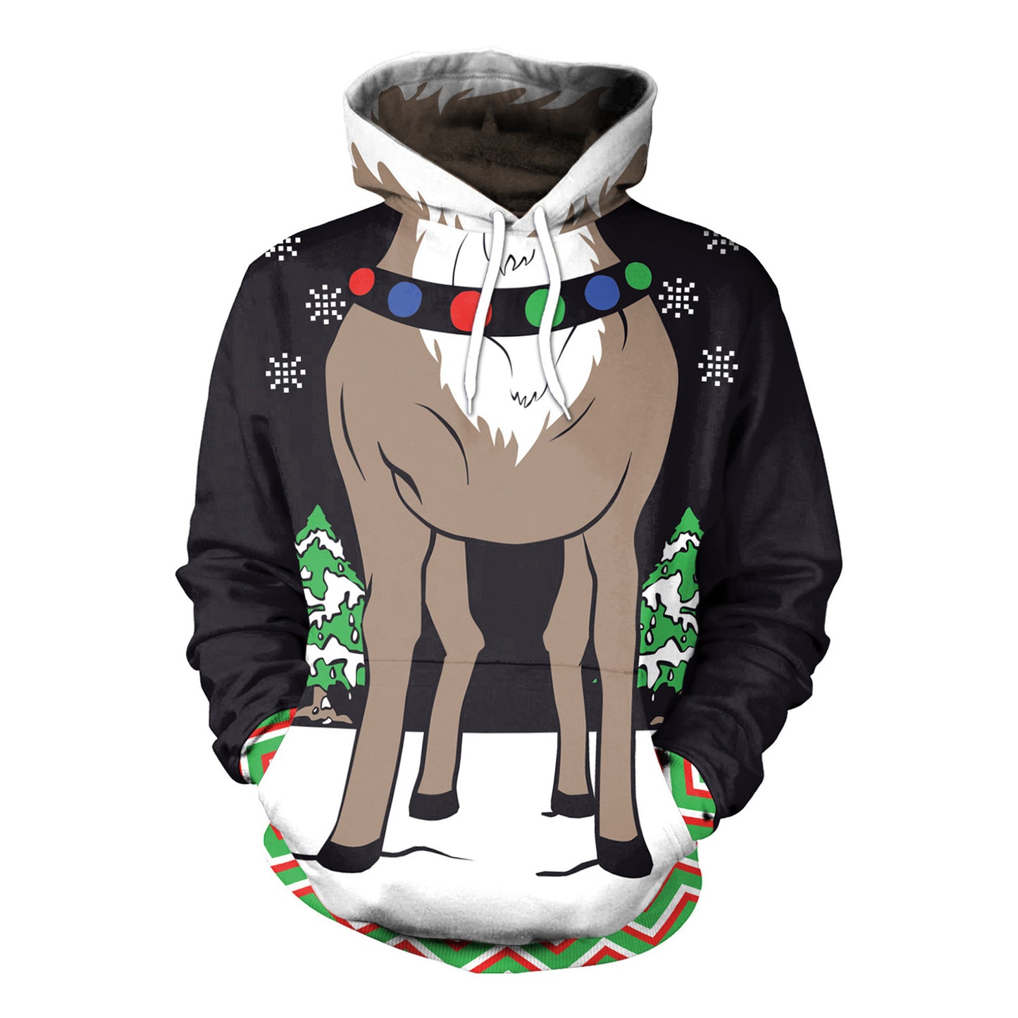 Dame jule løs alsidig hætte sweatshirt med kreativt digitalprint