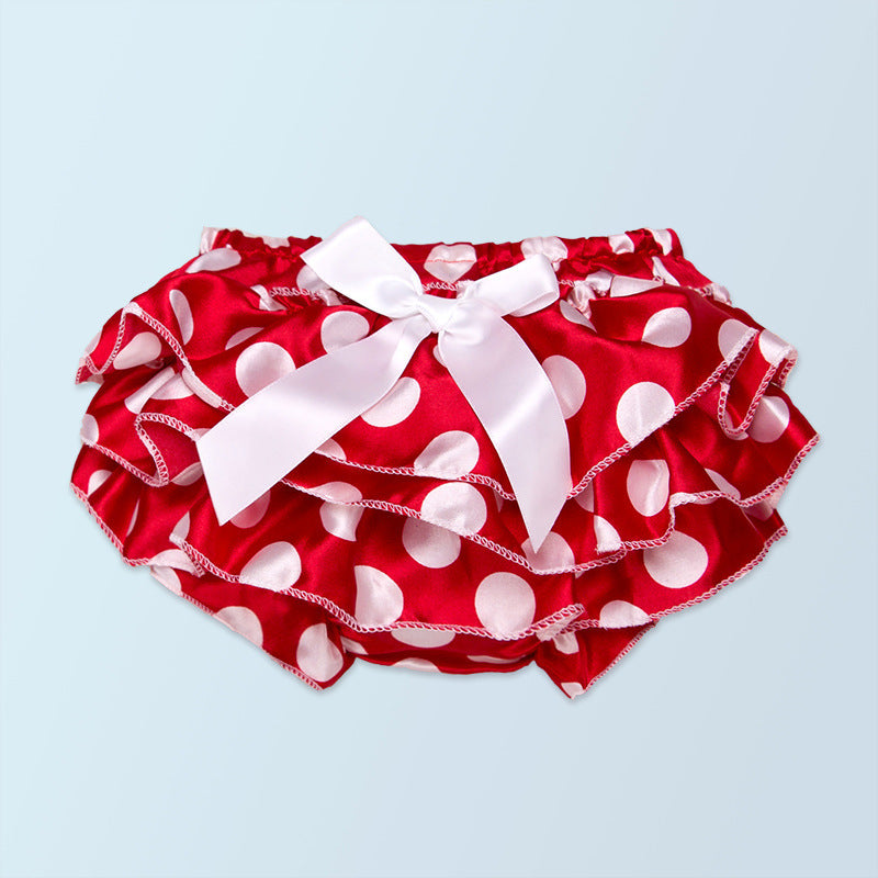Girls bow-knot satin triangle shorts multicolor children's pants