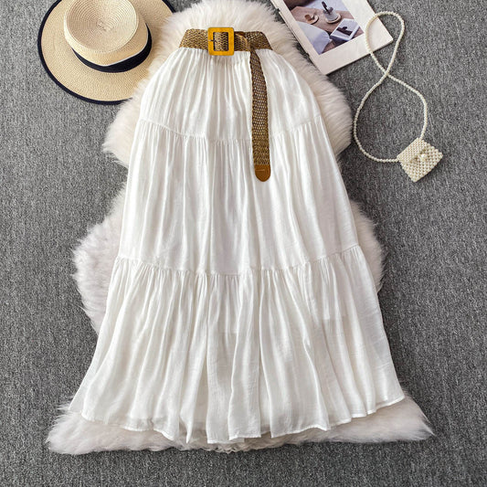 Mid-length Casual High Waist Slimming Large Hem Puffy Cake Dress