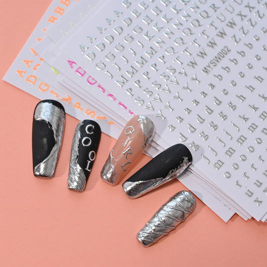 Nail Stickers English Letters Case Fluorescent DIY Decoration 12 Colors