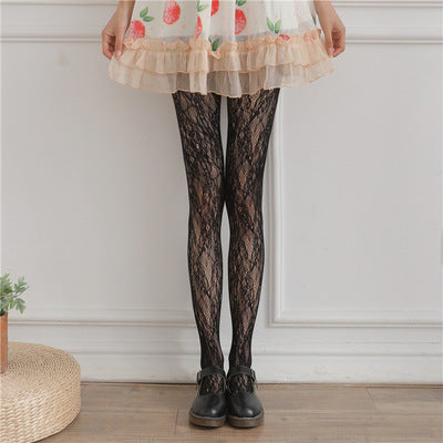 Japanese Lolita Retro Flower Cane White Silk Socks