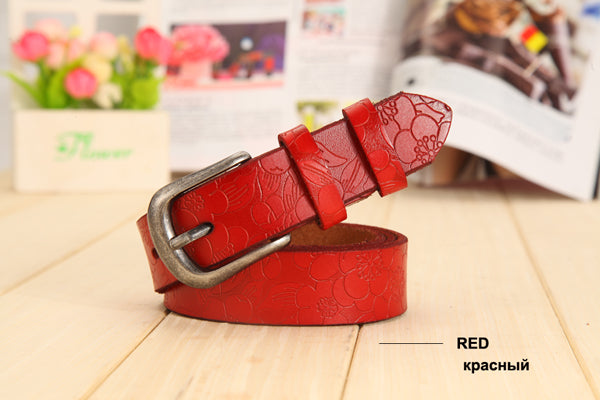 Women's hollow leather belt
