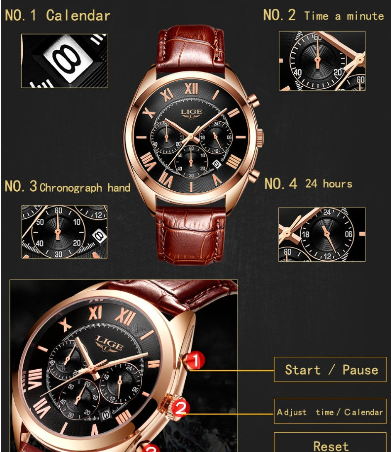 Quartz watch with waterproof belt