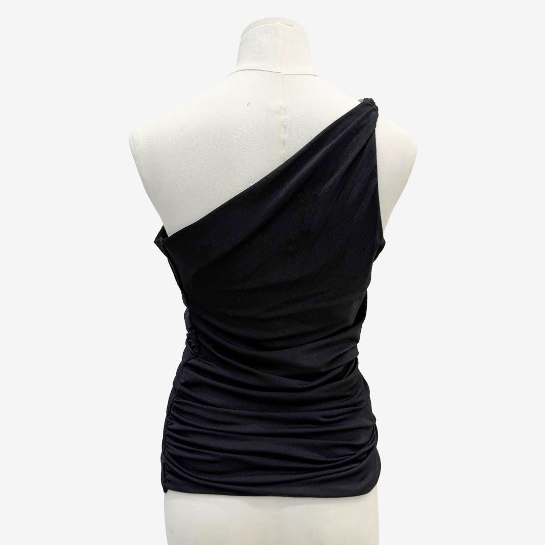 Hot Girl Style Shoulder Metal Buckle Lace-up Backless Pleated Slim-fit Top For Women