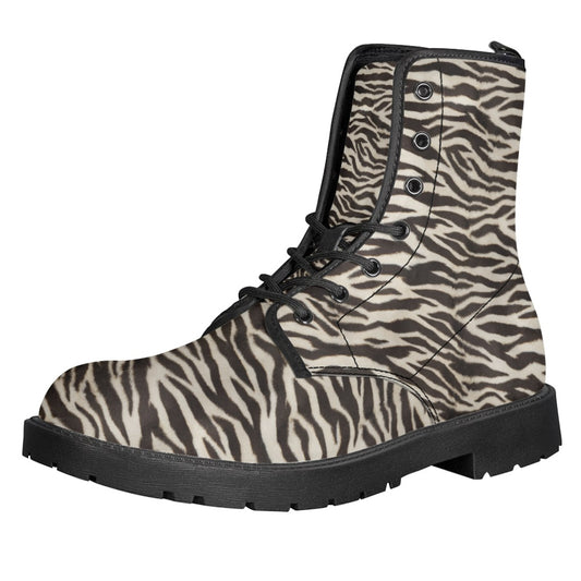 Printed Women's Leather Flat Bottom Low Heel British Martin Boots