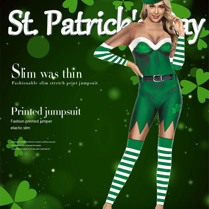 St. Patrick's Day 3D Digitalprint Jumpsuit