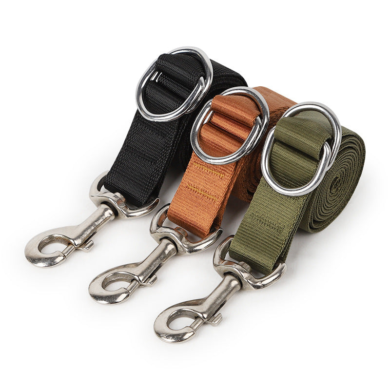 Golden Wool Edged Shepherd Husky With Big Dog Leash