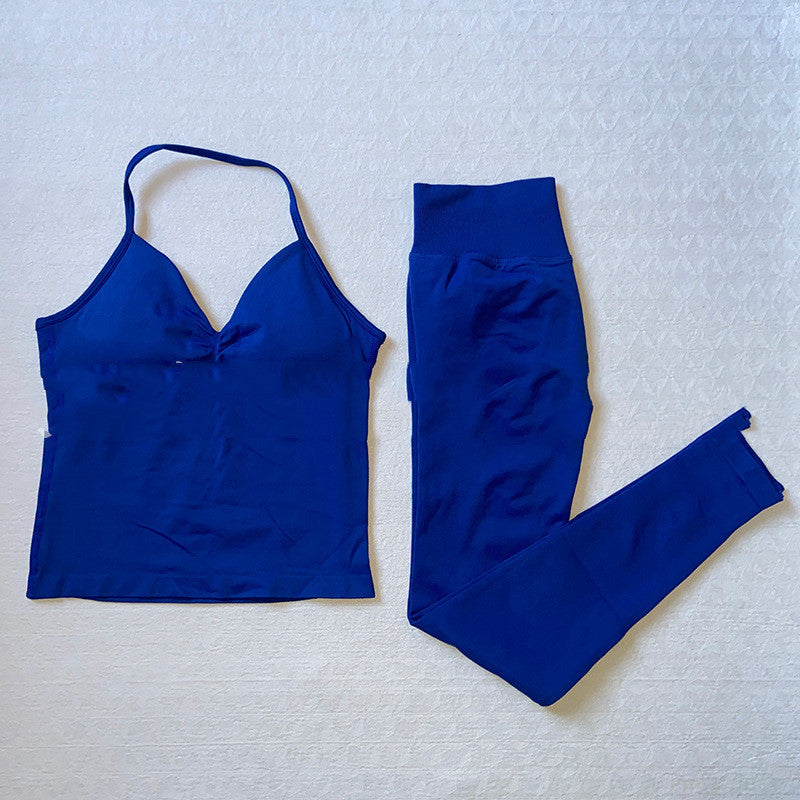 Sports Yoga Pants Back-shaping Camisole Waist-cinching Workout Tank Top And Long Pantscomplete Outfit Set