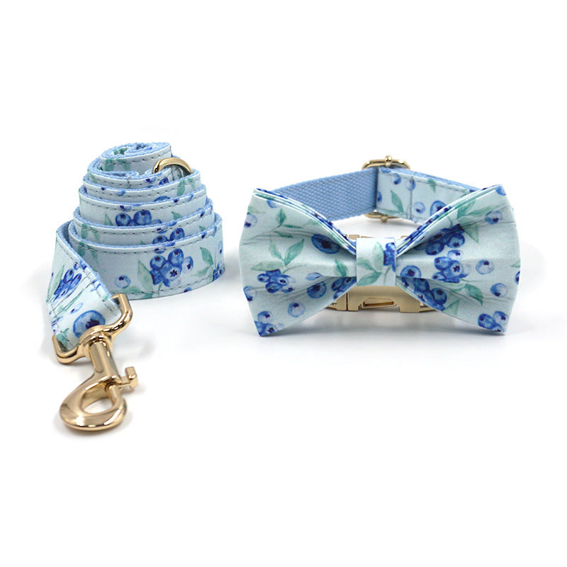 Striped Print Pet Chest And Back Leash Bow Trash Bag Set