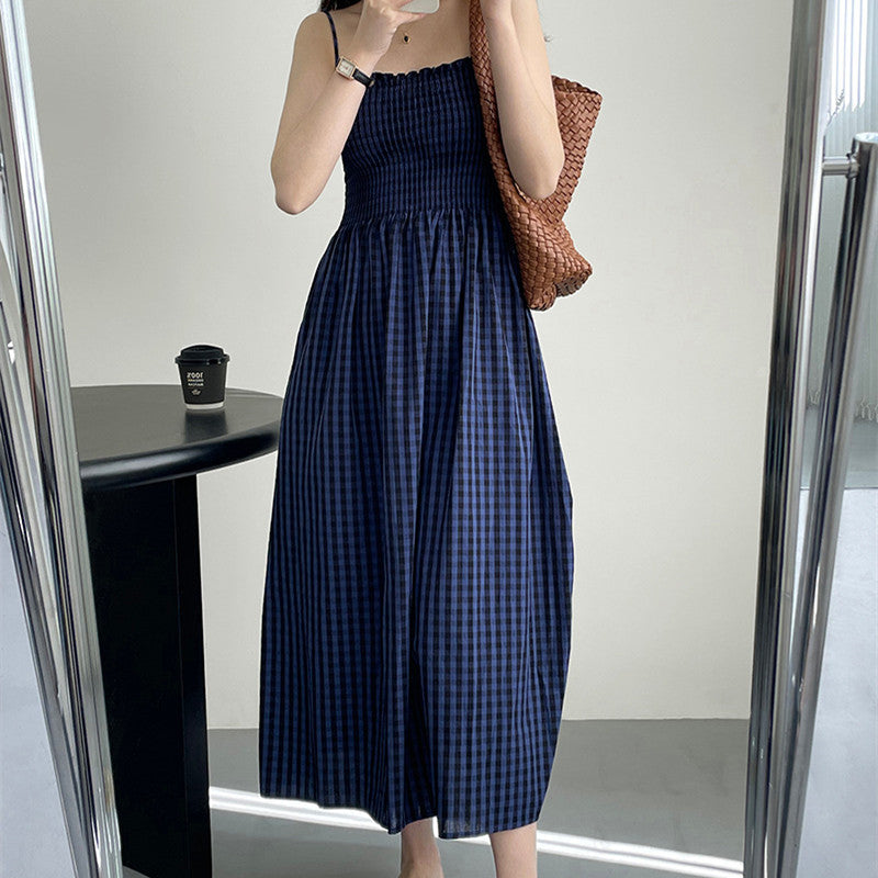Suspender Dress Pleated Waist Slimming Maxi Skirt