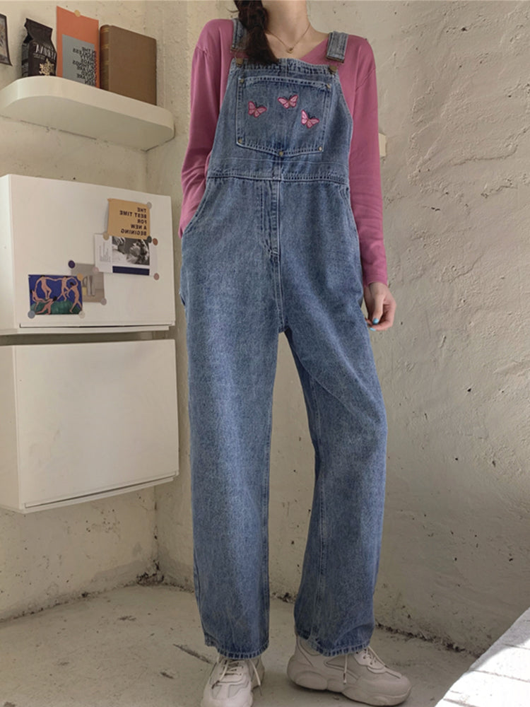 Women's Korean Version Of Denim Suspender Pants