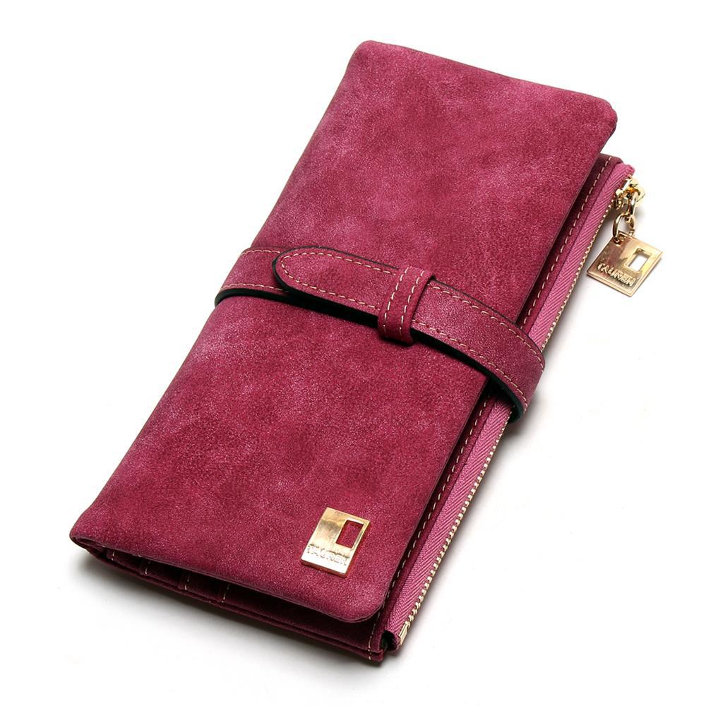 Women's solid color long wallet