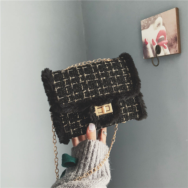 Small Square Woolen Crossbody Bag